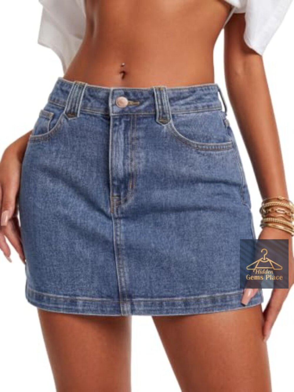 Women's Mid Rise Mini Denim Skirt Bodycon Y2K Streetwear